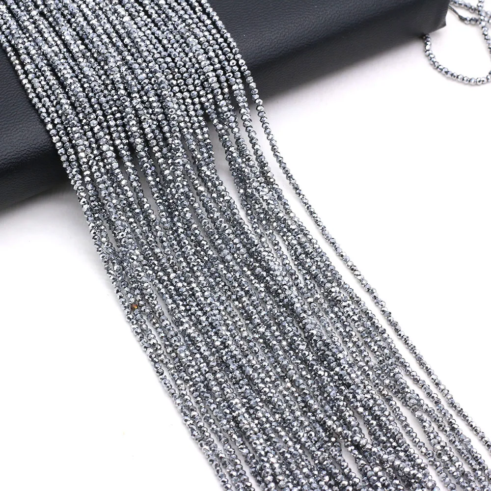 5 Piece 3mm Silver Natural Stone Small Round Beads  Faceted Loose Spacer for Jewelry Making DIY Bracelet Necklace Accessory 38cm