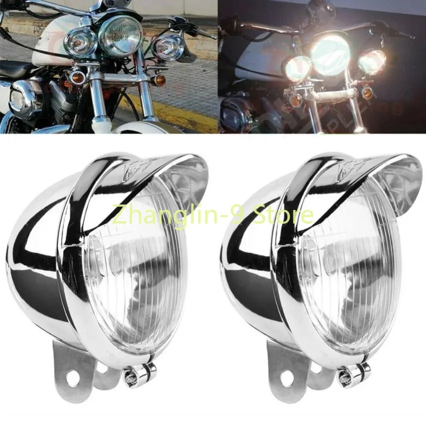 1pc Motorcycle Front Auxiliary Light Black Chrome GN 125 Side Light Accessories External Headlight CM 125 Side Light