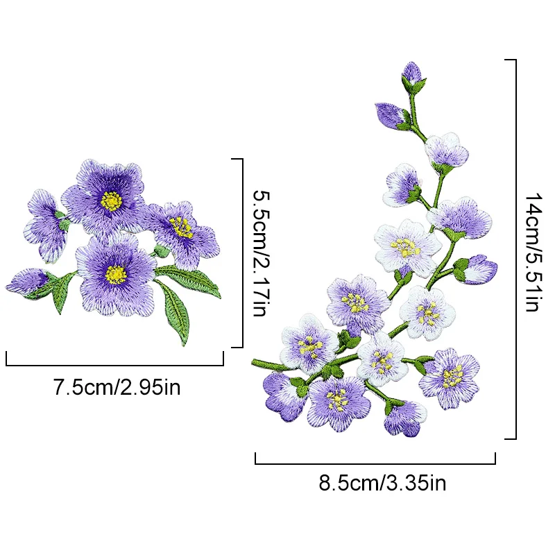 자수 꽃 패치 벚꽃 매화 패턴 패치, DIY 코트 청바지 원피스 가방 원단 스티커 아플리케 액세서리