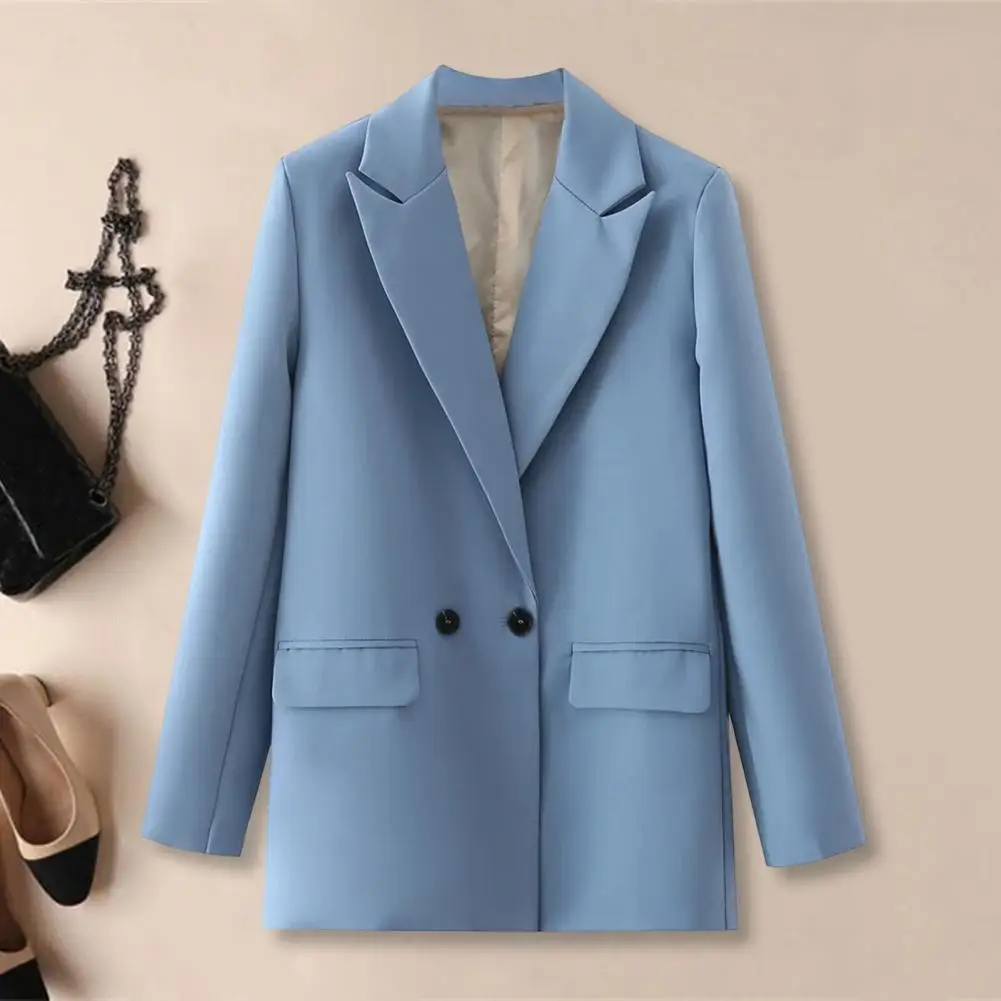 

Women Suit Jacket Elegant Women's Spring Suit Coat with Lapel Design Double Breasted Business Workwear Jacket Classic for Autumn