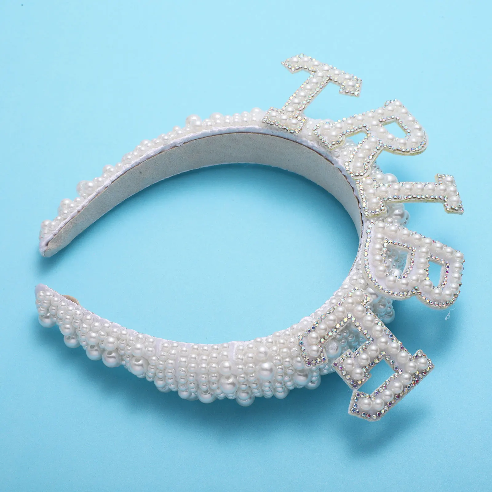 New White Bride Pearls Hair Band Hair Hoop Headwear Hair Ornaments for Birthday Wedding Party Gifts Accessories Photography Prop