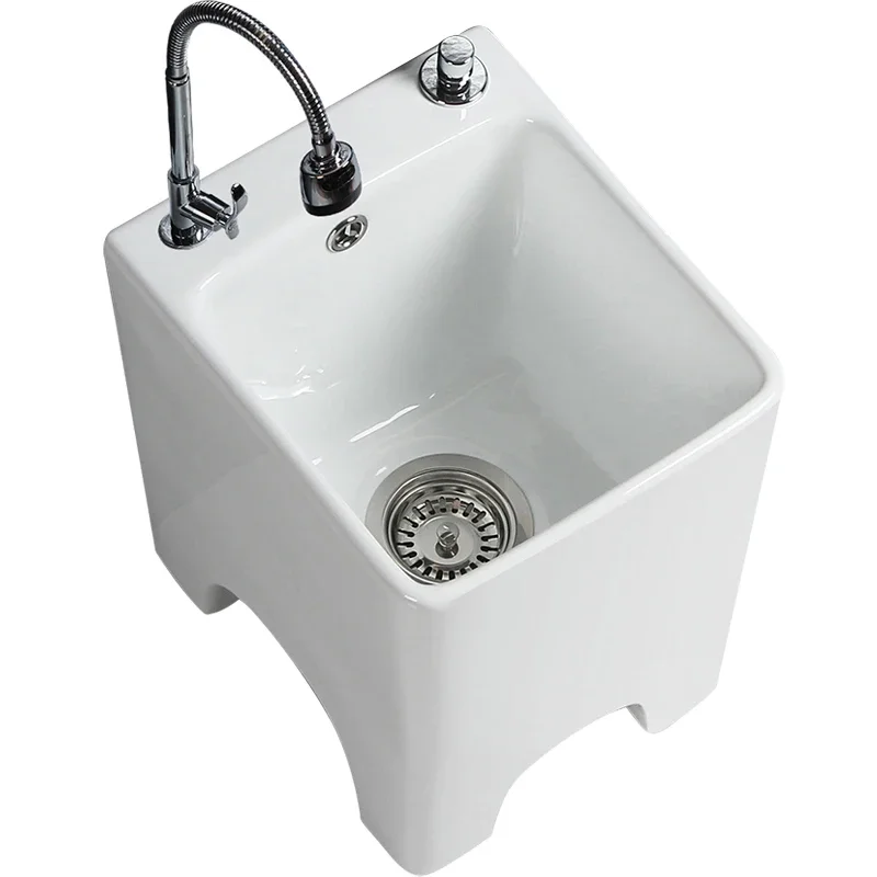 Smart ceramic mop pool Square mop pool Balcony Household cleaning Basin mop bucket Mini small stainless