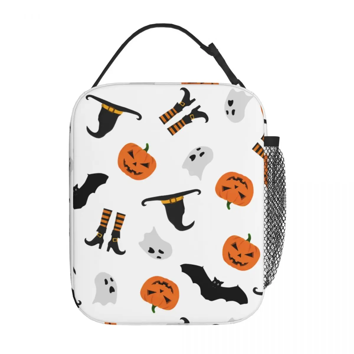 

Halloween Pumpkins Bats Witch Pattern Insulated Lunch Bags Portable Lunch Container Cooler Bag Tote Lunch Box Work Food Handbags