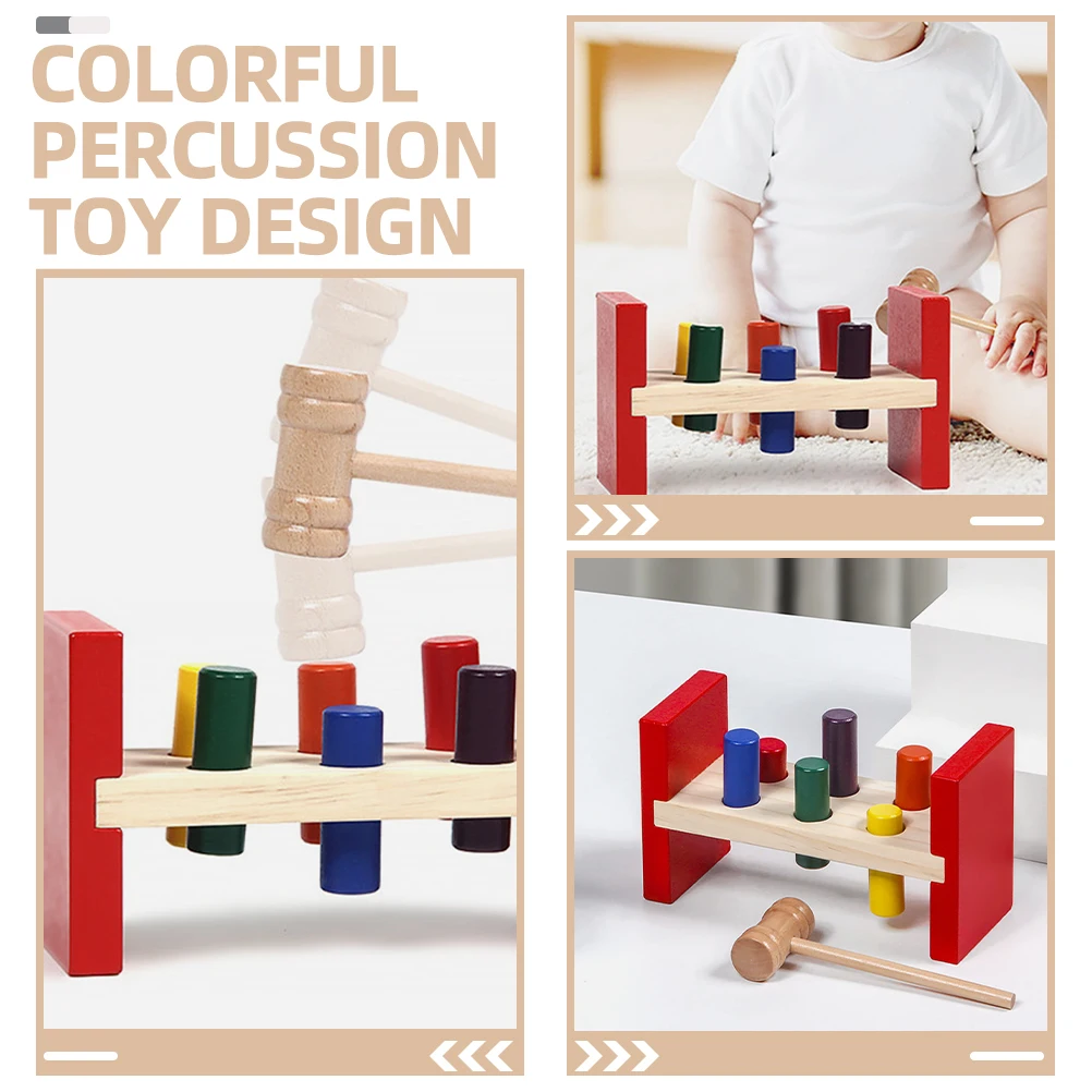Martello in legno Montessori Giocattolo per bambini Allenamento motorio fine Gioco sensoriale Set di cognizione dei colori Giocattolo educativo per bambini autistici