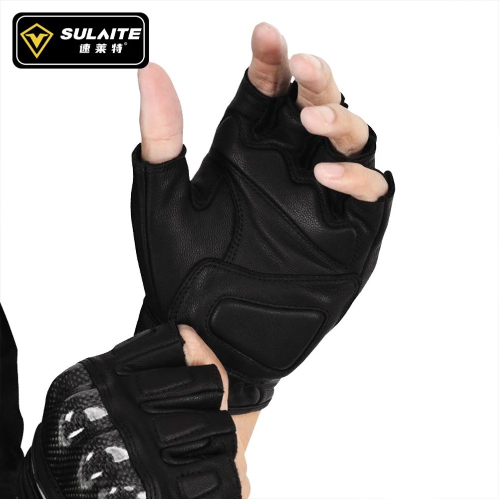 Motorcycle Gloves Half Finger Leather Guantes Moto Verano Luvas Ciclismo Gant Cycling Fingerless Gloves Tactical Gloves Retro