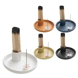 Hard to Tip Over Candle Holder Artistic Ceramic Palo Santo Holder Incense Burner Sturdy Well-made Scent Wood Stand Ash for Palo
