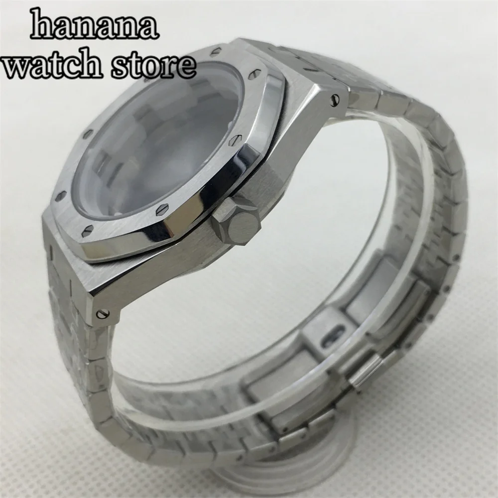BLIGER 42.5mm octagonal silver case stainless steel bracelet with NH35 NH36 NH72 PT5000 movement sapphire glass