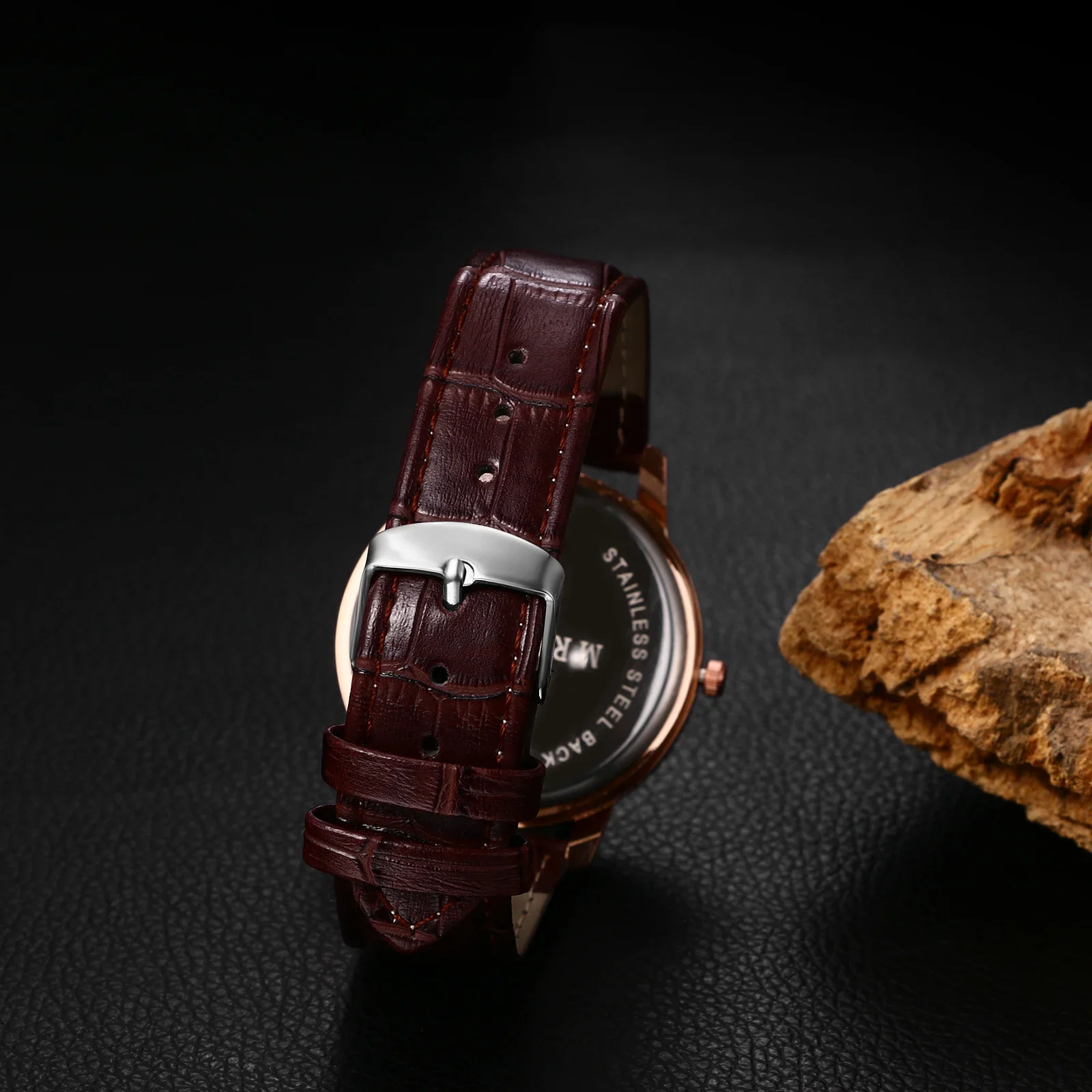 Lancardo-Montre-bracelet à quartz pour hommes et femmes, bracelet en cuir marron, montre de luxe, rétro, classique, affaires, amoureux, couple, heures