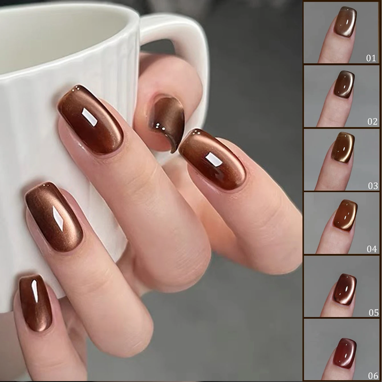 12 ML/PCS Autunno Maillard Perle di Vetro Bollire Nuovo Tè Sbiancamento Pietra di Cristallo Occhio di Gatto Gel Smalto Per Il Natale Halloween