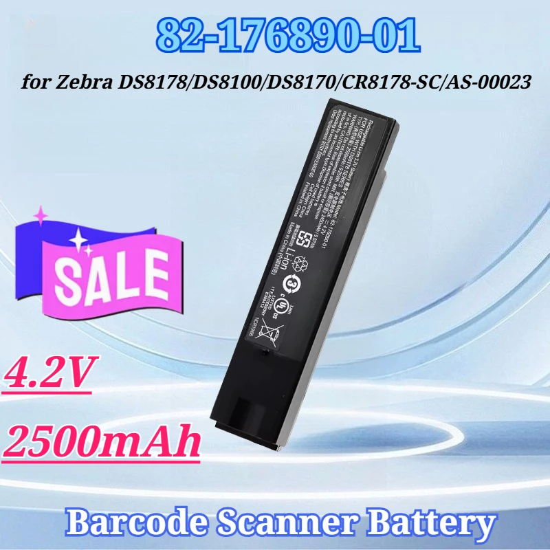 

New 82-176890-01 4.2V 2500mAh for Zebra DS8178 DS8100 DS8170 CR8178-SC AS-000231 Barcode Scanner Battery High Capacity