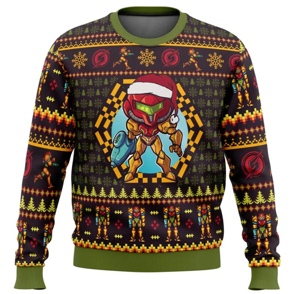 Aran Metroid Ugly Christmas Sweater Men Women Pullover Hot Sale Round Neck Long Sleeve Top Christmas Clothing 2025New Sweatshirt