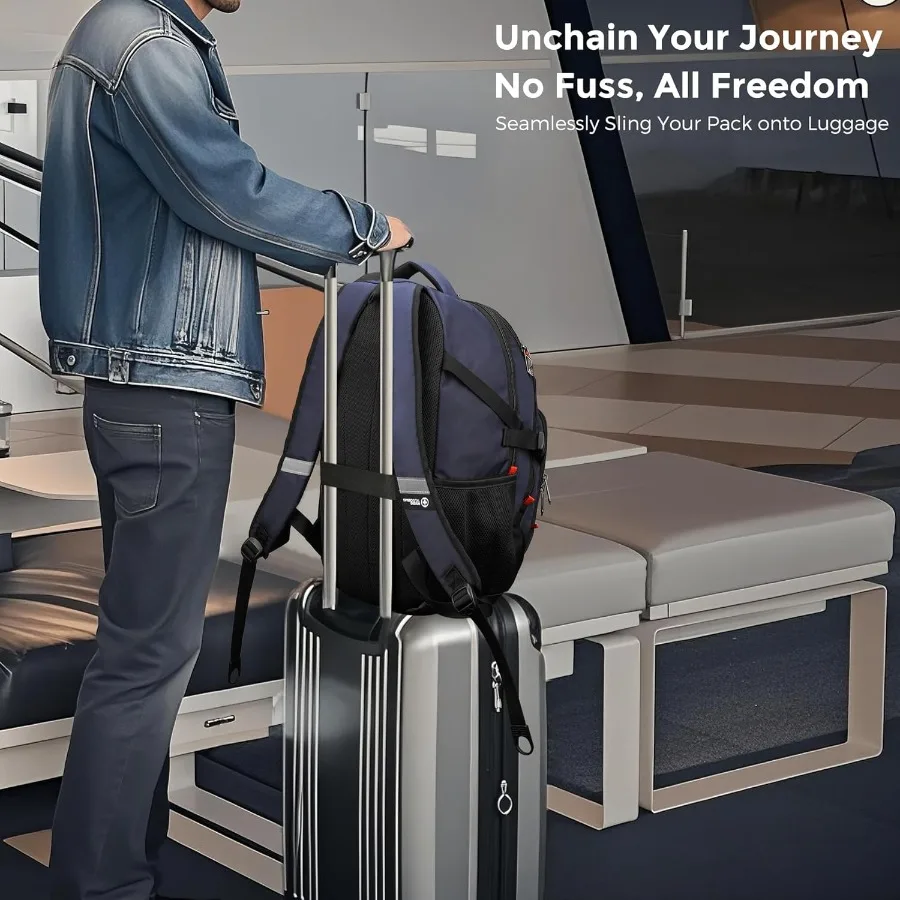 حقيبة ظهر للسفر بتصميم Swissdigital للرجال مع Apple Find My Laptop Backpack مع منفذ شحن USB وحقيبة إضافية لحماية RFID