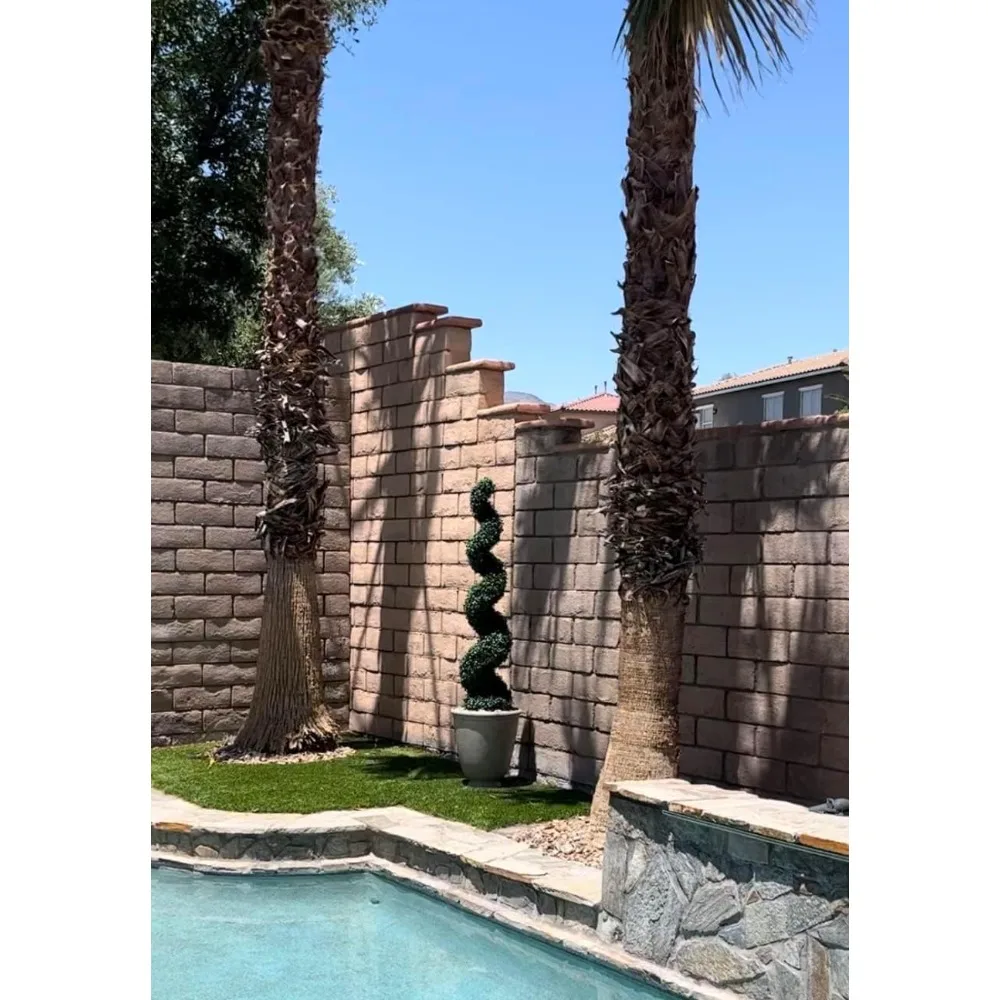 جديد - شجرة توبياريز من خشب البقس الحلزوني الصناعي مقاس 5 بوصات في وعاء بلاستيكي ديكور منزلي خارجي وداخلي (عبوتان) #4