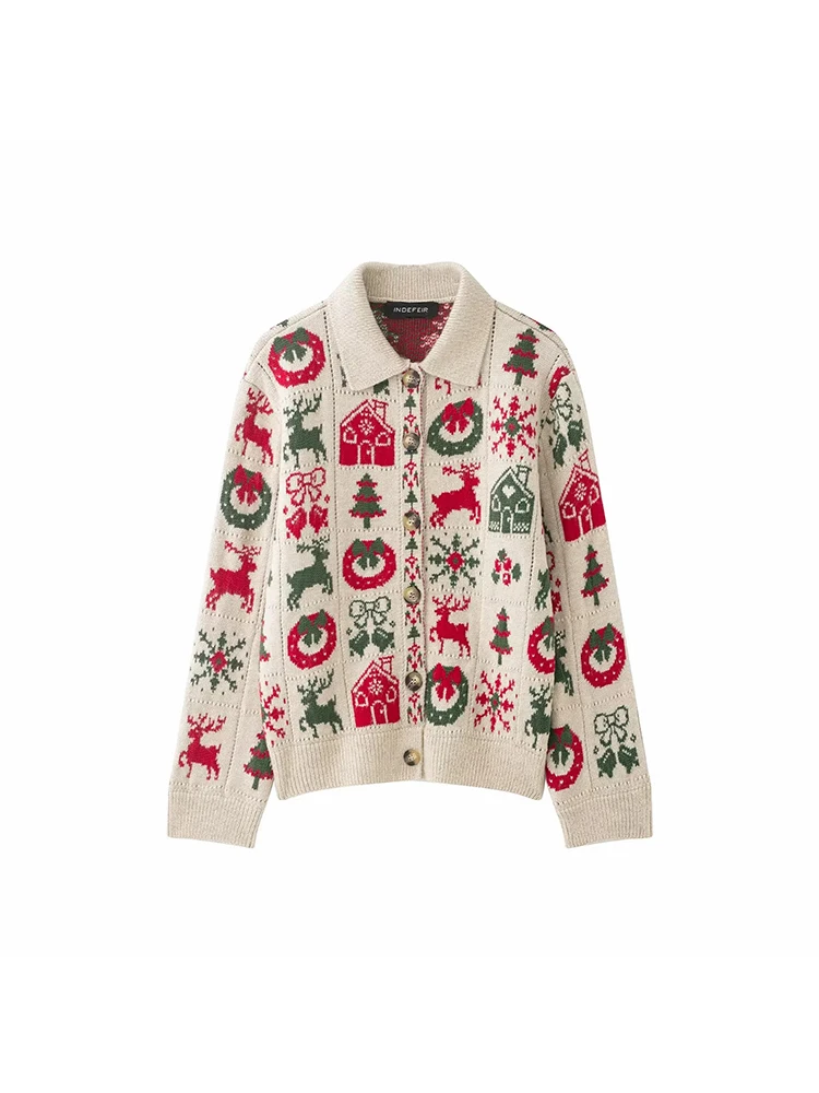 Frauen Neue Weihnachten Jacquard Strickjacke frauen Herbst Und Winter Lose Kurze Pullover Mantel Farbe Passenden Pullover