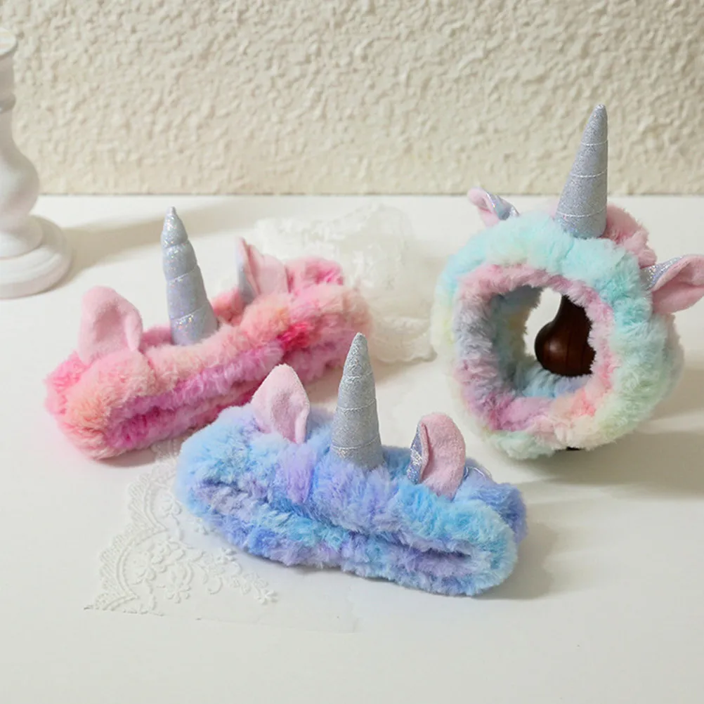 

3pcs Unicorn Headbands Lovely Hair Accessories For Face Washing Elastic Hairbands Holders Face Mask Use