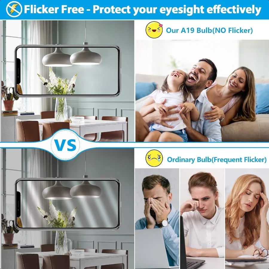 4Pack A19 LED Light Bulbs 100W Equivalent LED Bulb 5000K 1100Lumen Light Bulb 11W NonDimmable E26 Frosted Lighting CRI 85+ No F