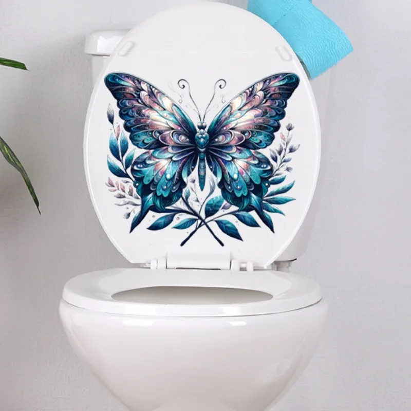 Lustige Schmetterlings-Toilettenaufkleber, wasserfest, selbstklebend, dekorative Vinyl-Aufkleber für Toilettendeckel, WC, Kühlschrank, Heimdekoration
