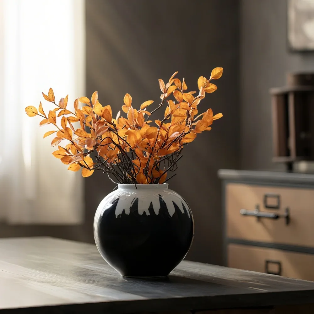 Jingdezhen Modern Simple Ceramic Vase Shelf Flower Arrangement Small Pottery Pot Living Room Study Desktop Ornament Home Decor