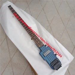 Blue 4 Strings Headless Electric Bass Guitar,MINI Ash Body&Rosewood Fingerboard  BJ-625