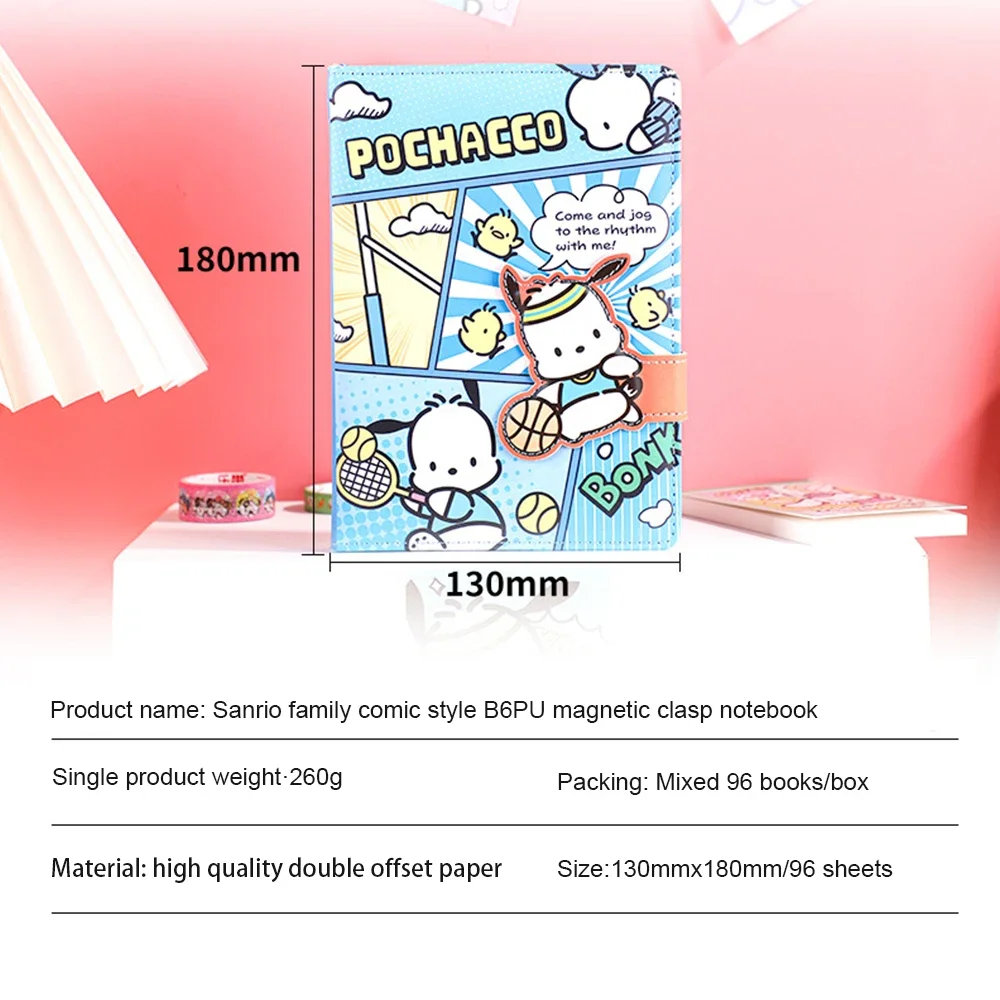 Sanrio Hello Kitty Notebook B6 Anime Journal Magnetic Clasp Book Cartoon Cute Leather Surface Writing Paper Notepads Girls Gift