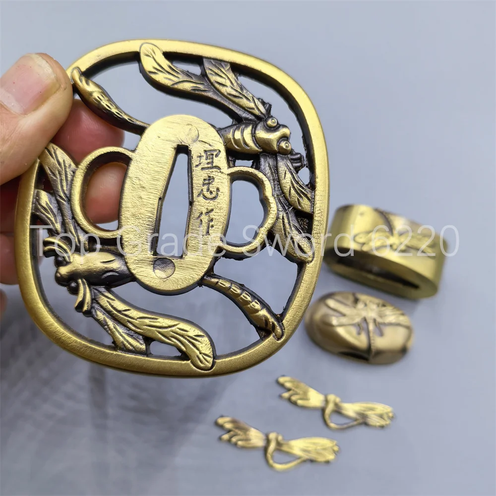 High Quality Brass Tsuba Handguard Guard Copper Fuchi Kashira Menuki For Real Japanese Japan Samurai Katana Sword Fittings Parts