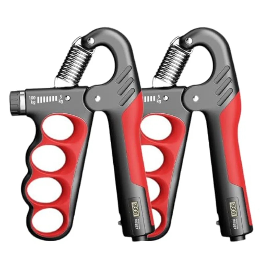 

Регулируемый эспандер для рук с сопротивлением 5-100 кг (11-220 фунтов) со счетчиком для тренировки предплечий и запястий, портативный, для дома, офиса, спортзала