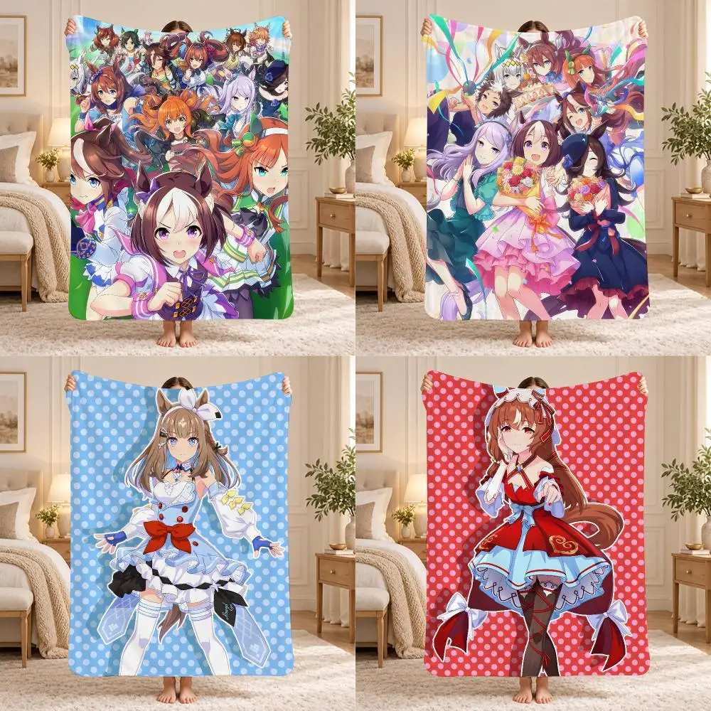 Still In Love UmaMusume Pretty Throw 240g Lightweight Flannel Blanket, Soft Skin Throw Blanket for Sofa Bedroom