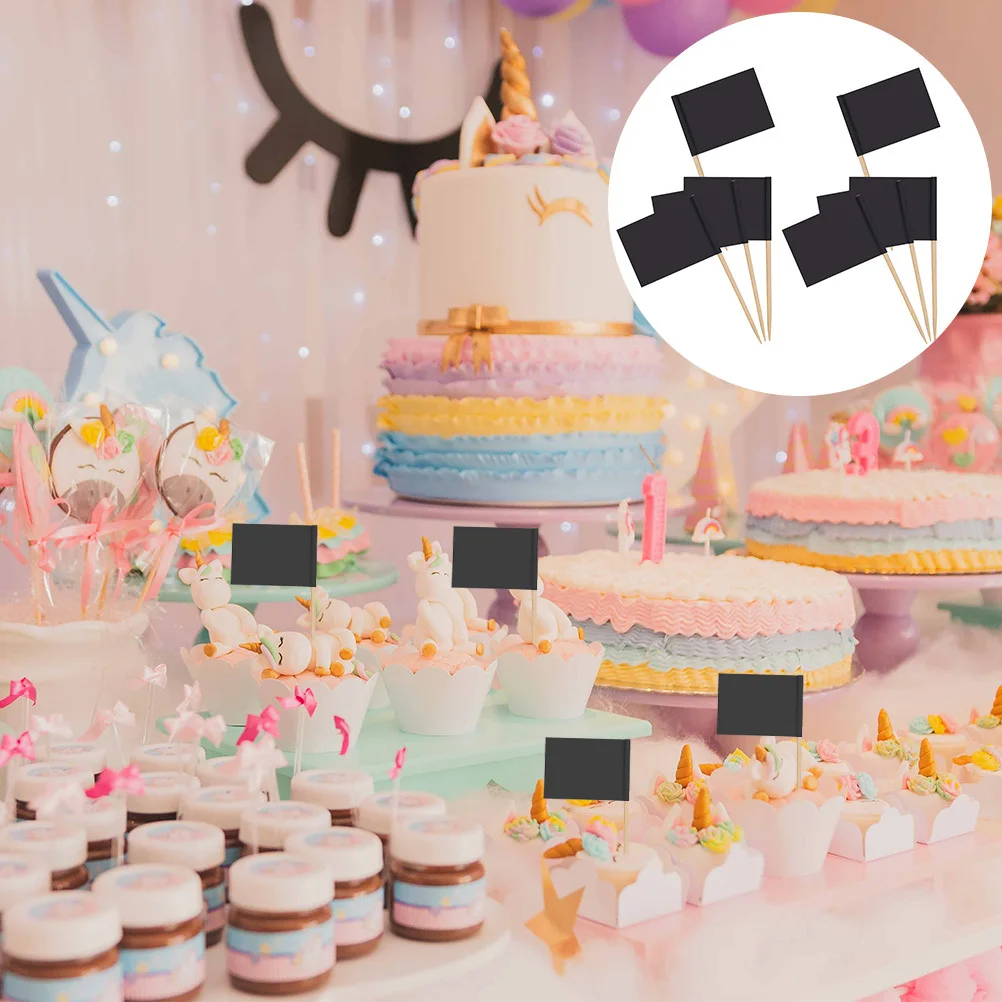 

200Pcs Cake Flags Toothpick Flags Sturdy Wooden Paper Dessert Toppers for Birthday Wedding Party Cupcake Fruit Decoration