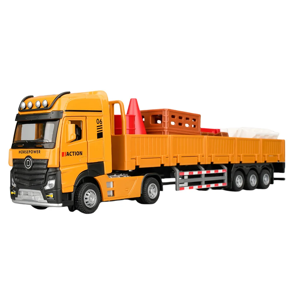 1: 32 alloy pull back engineering transport vehicle model,simulated sound and light toys,children's gifts,wholesale
