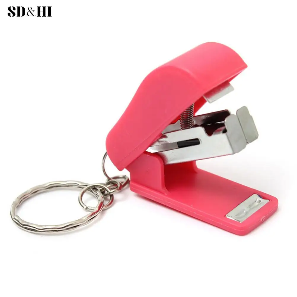 Portable Keychain Mini Cute Stapler For Home Office School Paper Bookbinding Gif