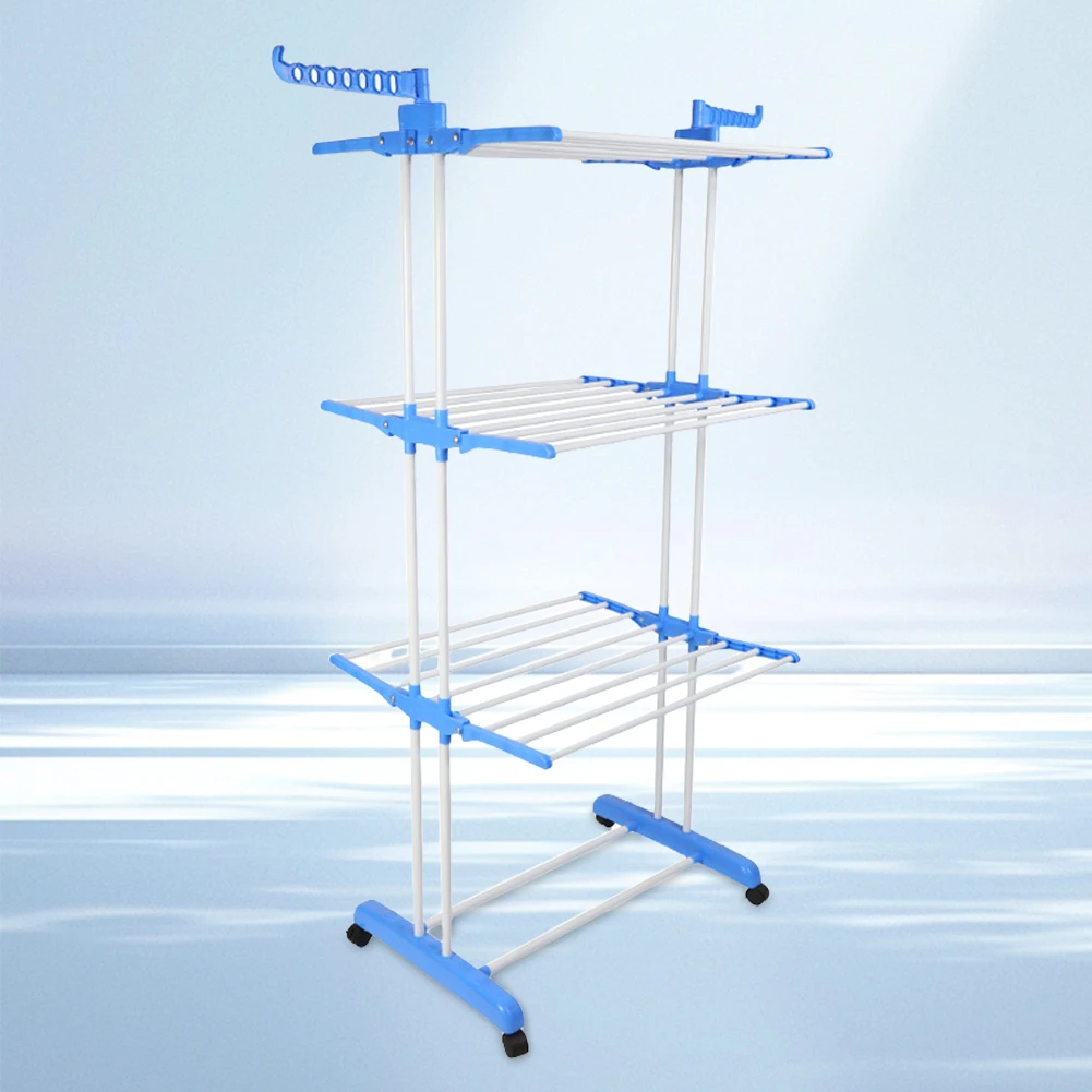 

Складная сушилка для белья на 4 уровня, напольная, передвижная, с 4 колесиками, для полотенец, одежды, обуви, белья