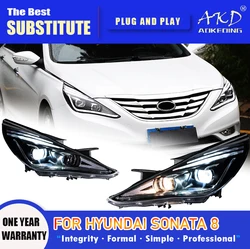 AKD Head Lamp for Hyundai Sonata 8 LED Headlight 2011-2016 Headlights Sonata DRL Turn Signal High Beam Angel Eye Projector Lens