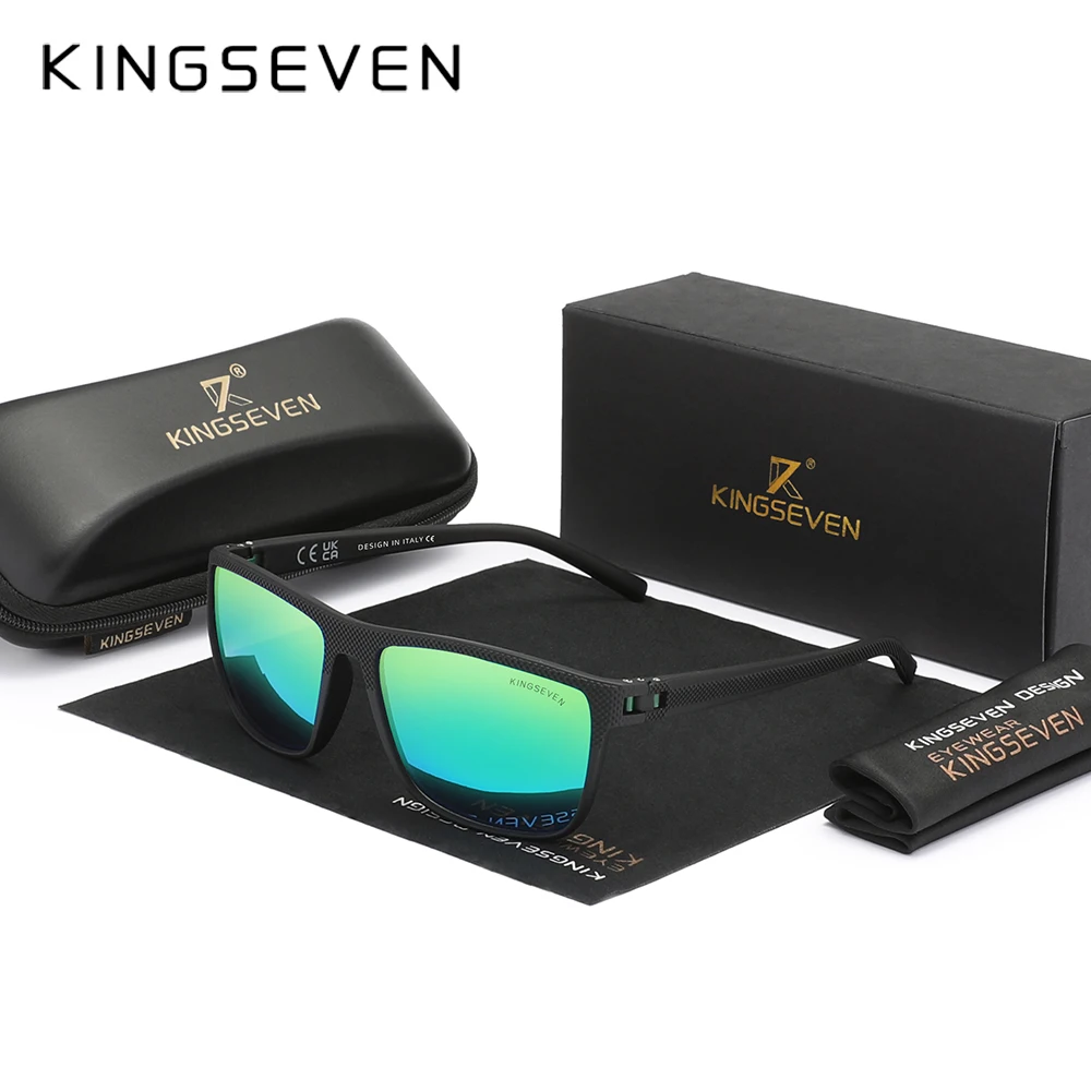 KINGSEVEN Neue polarisierte Sonnenbrille für Damen, klassisch, quadratischer Rahmen, Sonnenbrille für Herren, Outdoor-Reisen, 755 6