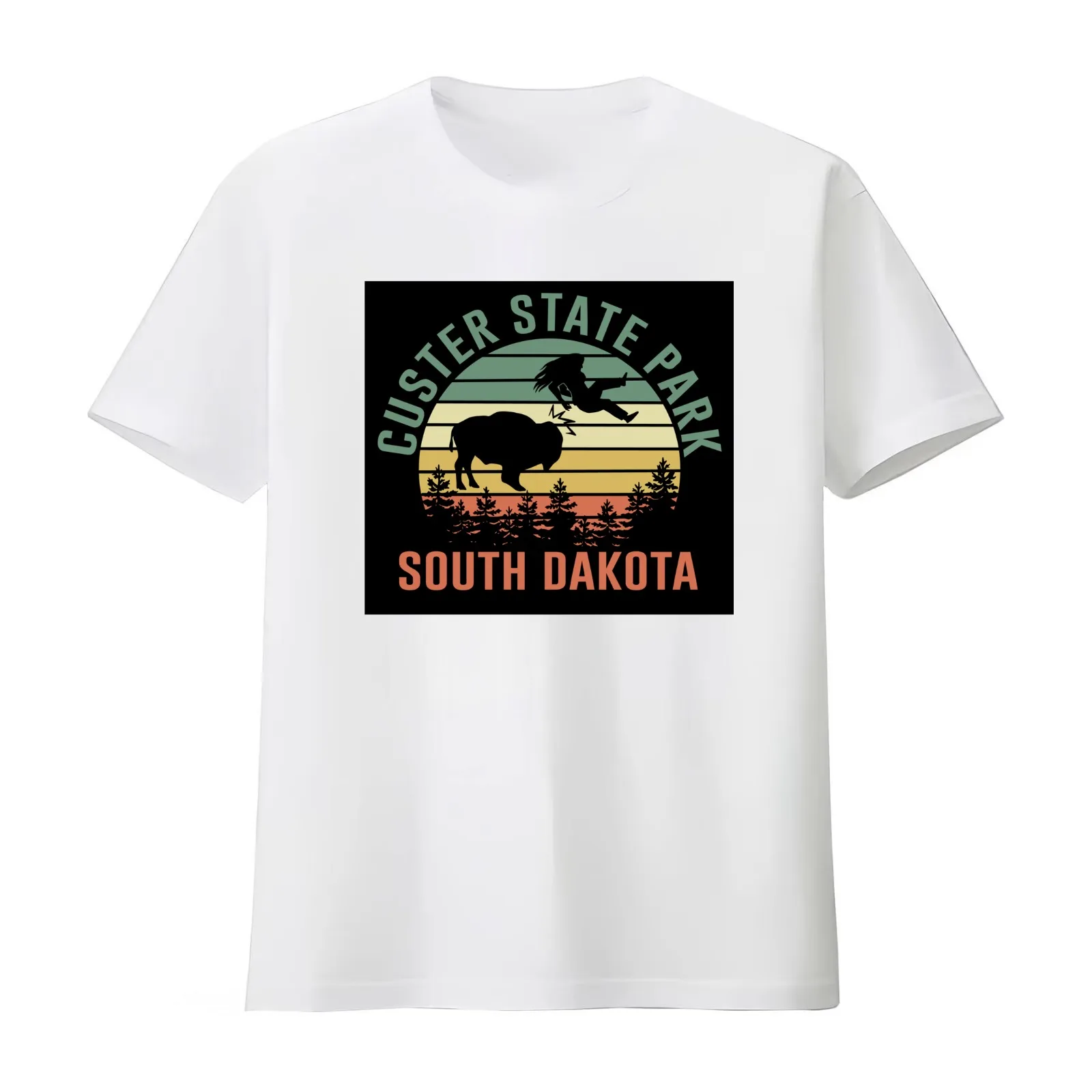 Custer State Park South Dakota T-Shirt Summer Casual Cotton Tee Oversized Streetwear Tops Vintage Graphic Print 100% Cotton