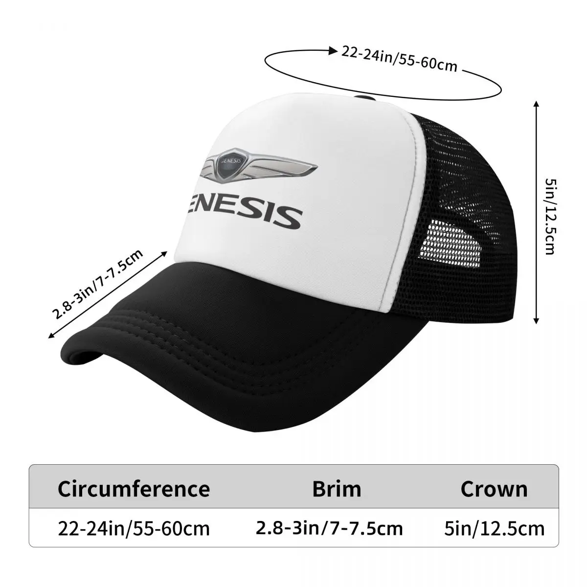 Genesis Logo Trucker Chapéus, Unisex Baseball Cap