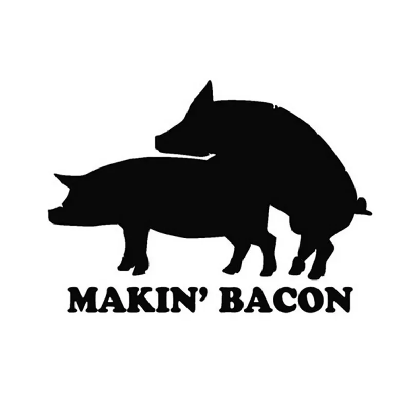 MAKING BACON PIG Waterproof Decorative Car Sticker Decal Car Styling Accessories Black/Silver 14*10CM