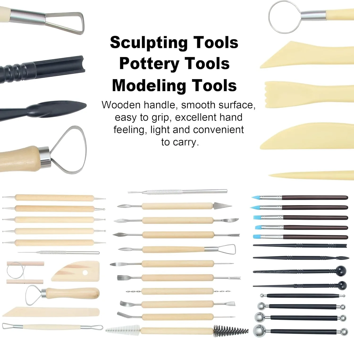 Pottery Tools 53Pcs Pottery Clay Sculpting Tools, Ceramic Tools Carving Tool Set for Beginners, Pottery Tools DIY Supplies