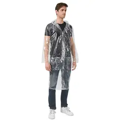 Longer Design PVC Sheer Clear Tranparent Hooded Waterpoof Trench Raincoat Cothes Protection Jacket