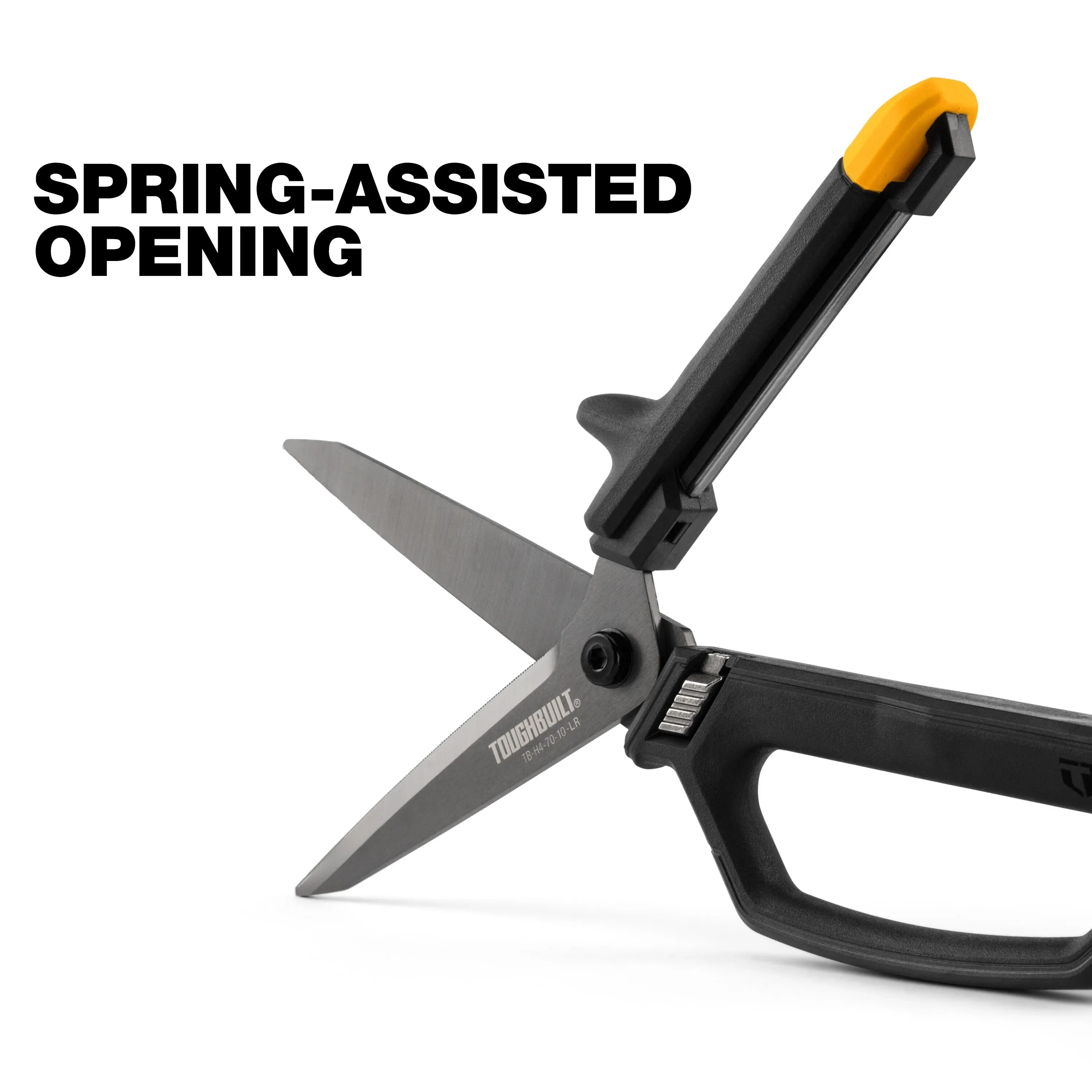 TOUGHBUILT TB-H4-70-10-LR 5-in Micro-serrated Open Handle Spring Assisted Scissors Hand Tools