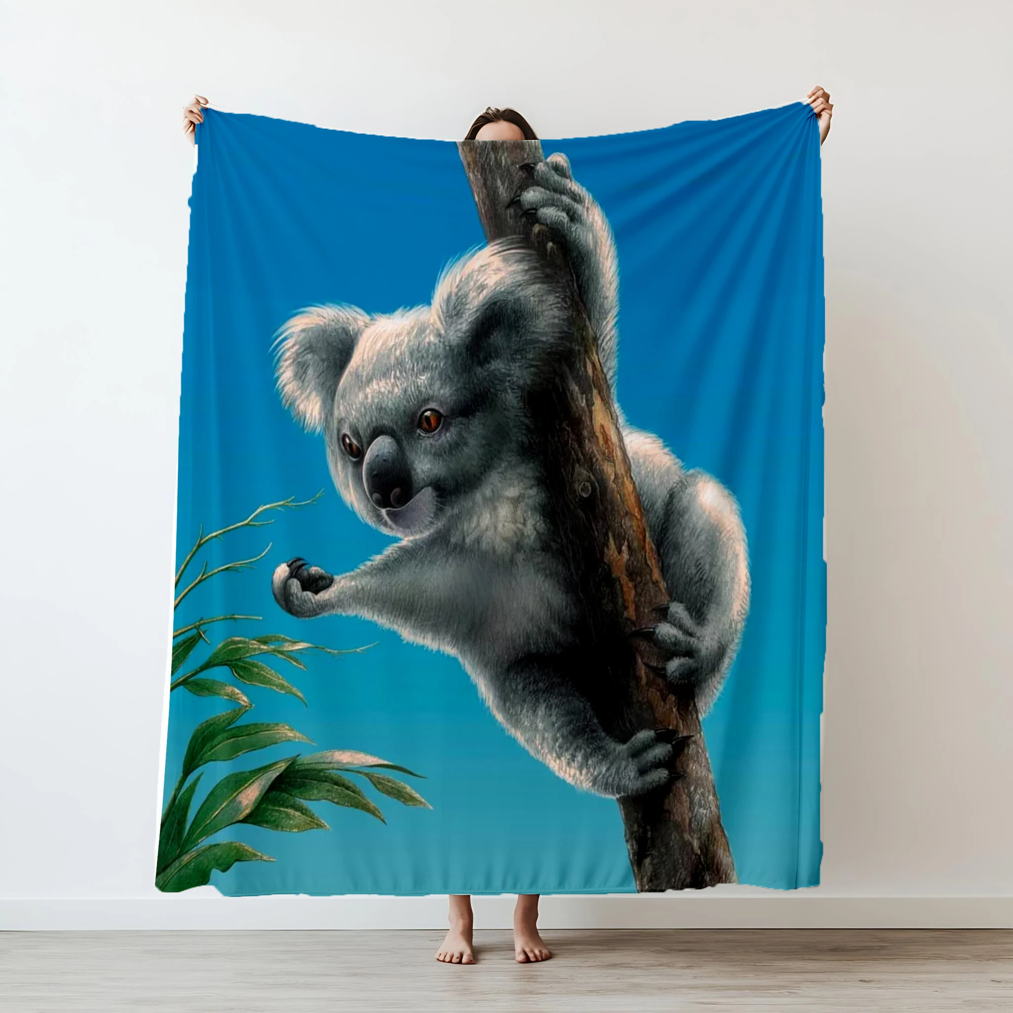130×150cm Cute Koala Printed thin Blanket Picnic Blankets Warm Blanket Soft and Comfortable Blanket Home Travel Birthday Gift
