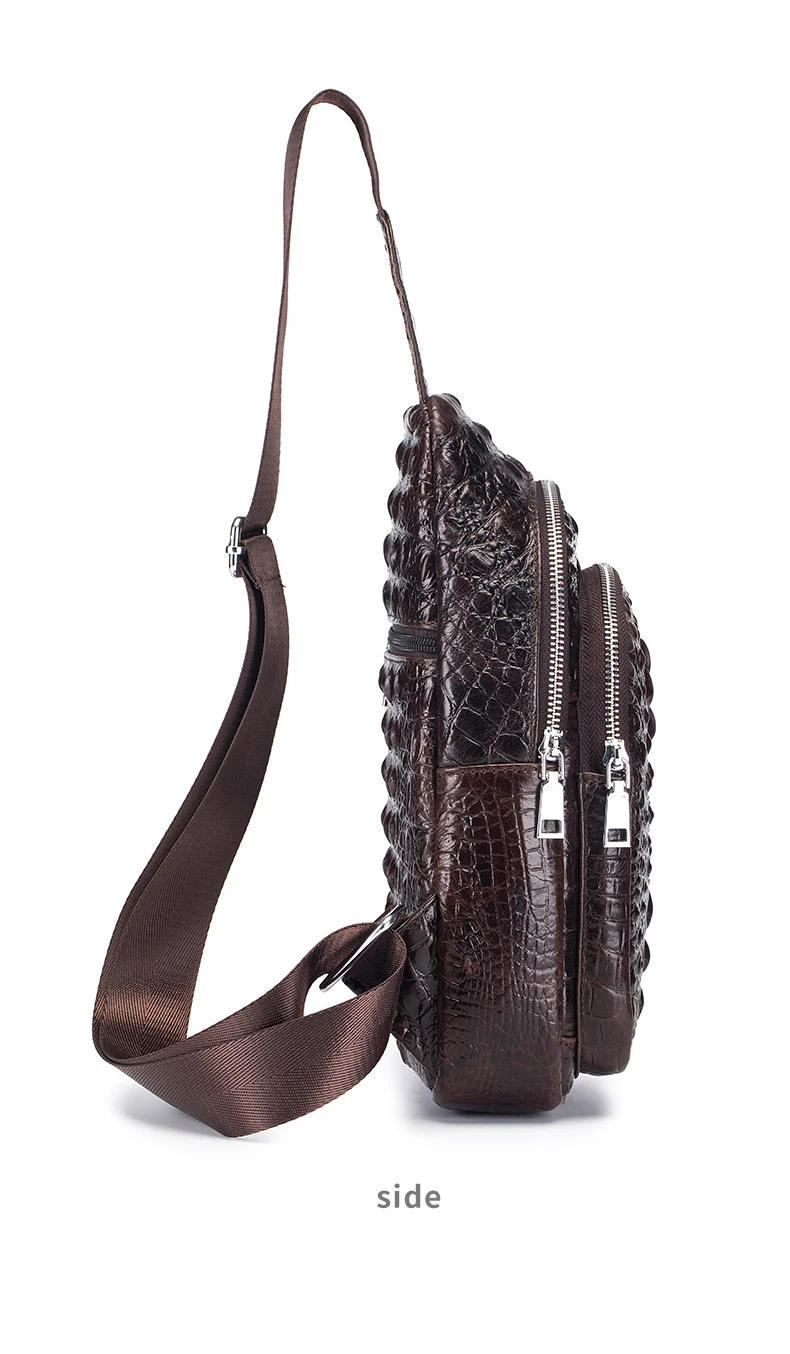 SCHLATUM Herren Echtleder Vintage Krokodilmuster Brusttasche Luxus Herren Umhängetasche Reisetasche Multifunktionale Schultertaschen – Detail 11