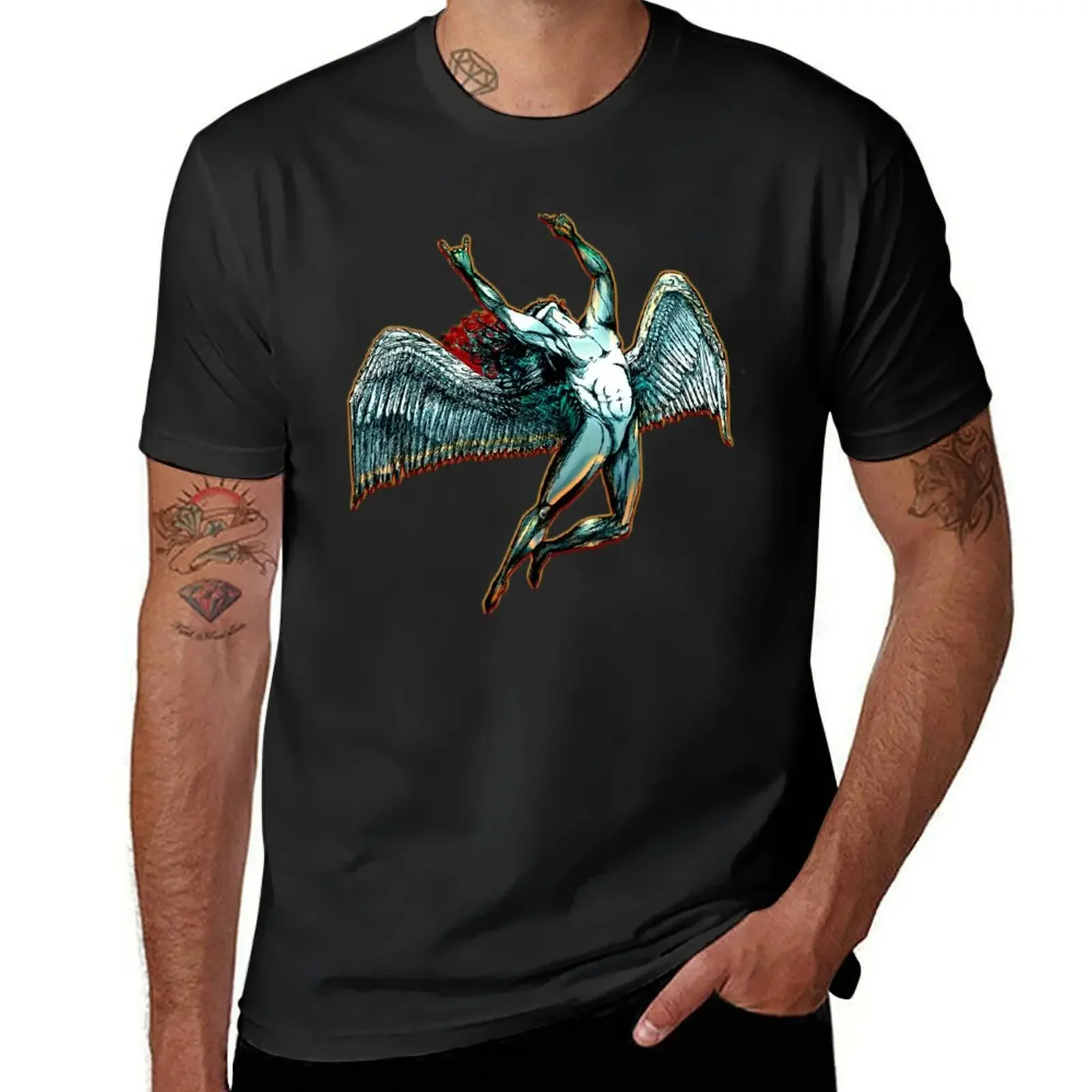 ICARUS THROWS THE HORNS - dark shadows*awesome UNLISTED designs in my portfolio* T-Shirt cute tops clothes for men