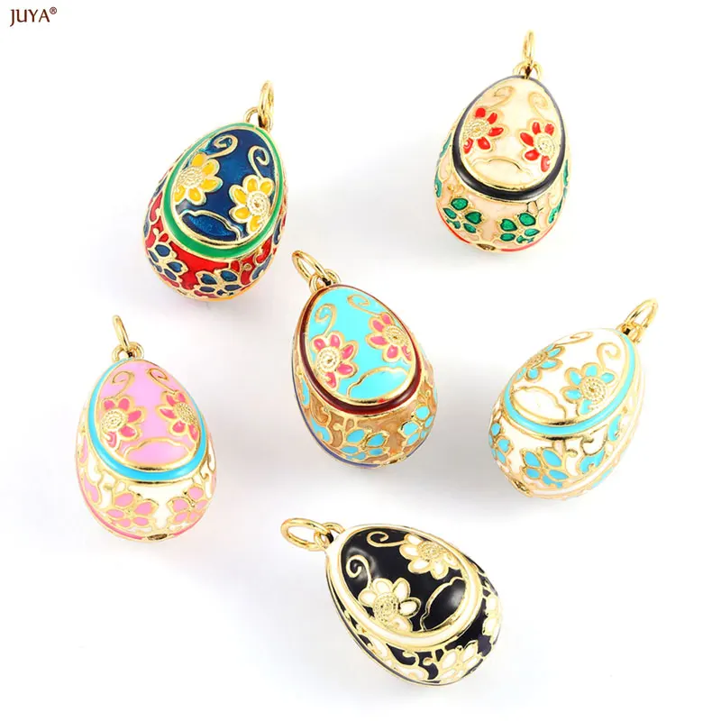 JUYA Bohemia Style Pendant 18K Gold Plated Print Enamel 3D Balloon Charm For DIY Earrings Necklaces Jewelry Making Accessories