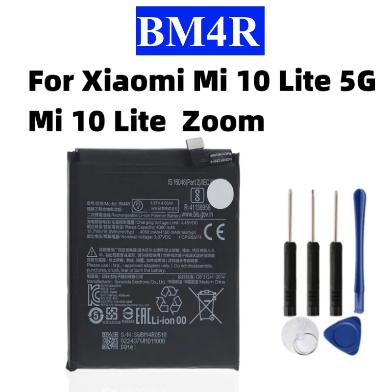 Batería BM4R para Xiaomi Mi 10 Lite 5G BM4R Batería de Repuesto Original 4160mAh con Herramientas Gratis