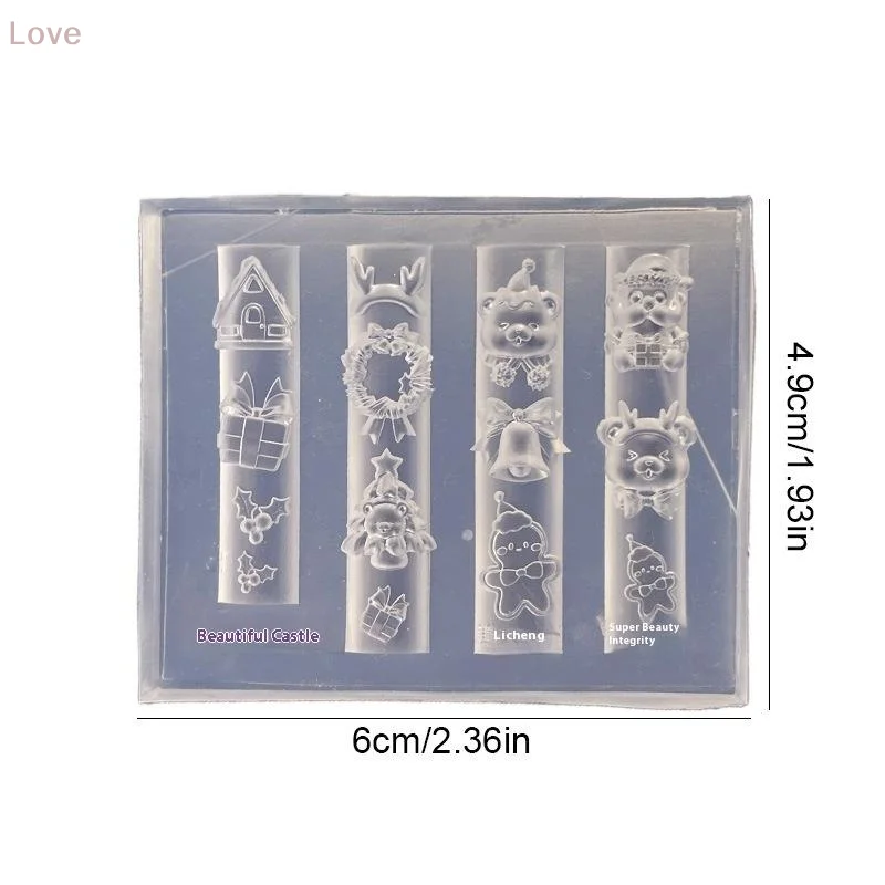 [L&P] 1 peça modelo de molde de unha de silicone macio 3D árvore de Natal Papai Noel boneco de neve padrões para Natal inverno DIY