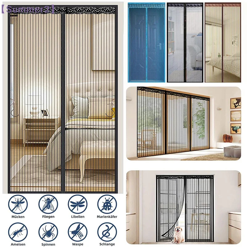 Breathable Screen Door Mesh Curtain Anti Mosquito Fly Net Magnetic Suction Automatic Closing Curtain For Home Kitchen Windows{S}