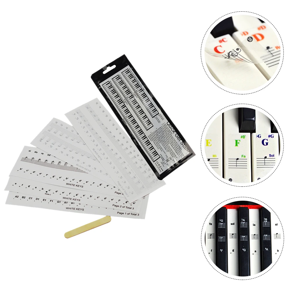 

6 Pcs Piano Keyboard Stickers PVC Removable Letter Decals 88 76 61 54 36 Keys Lightweight Smooth Easy Use Learning Tool Piano
