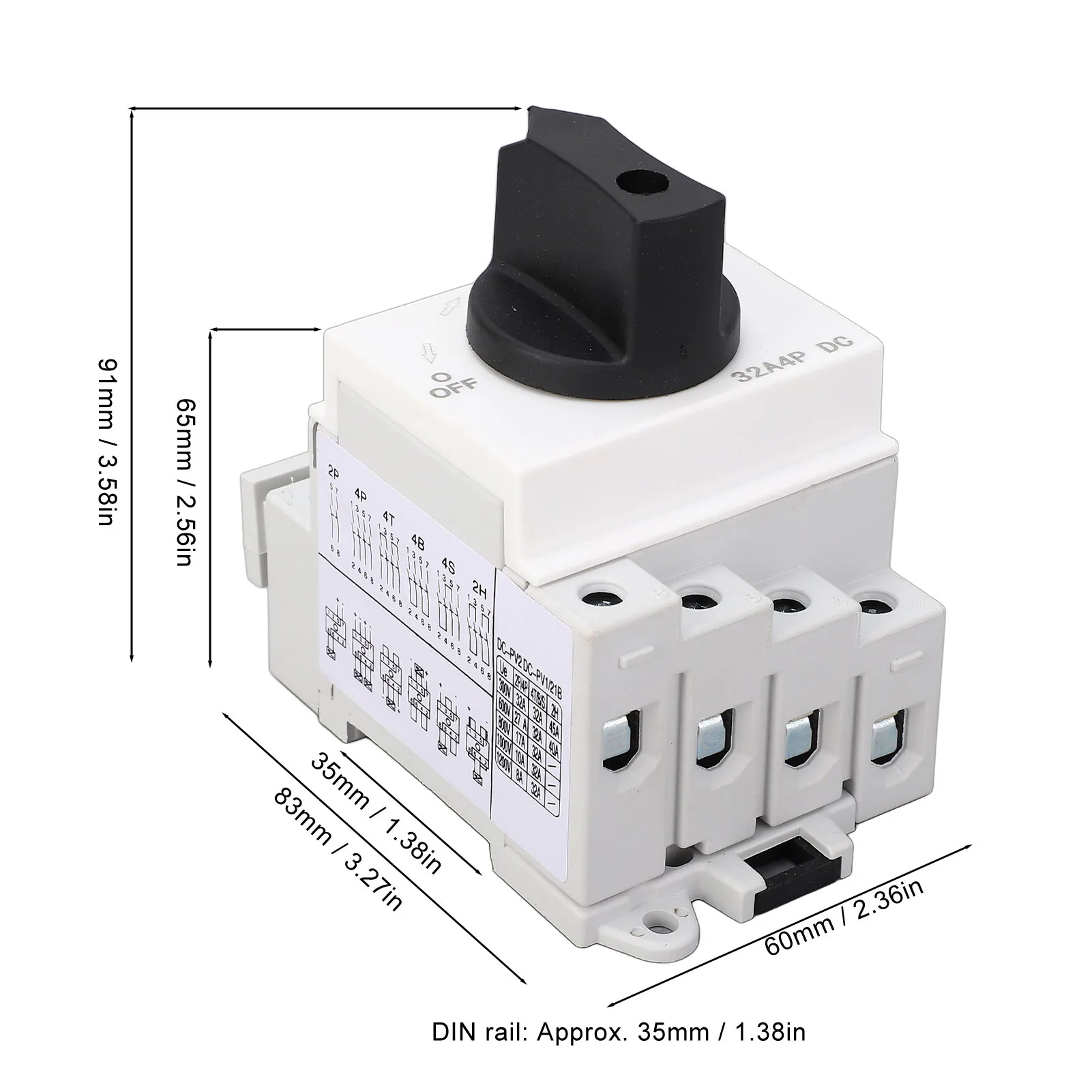PV Photovoltaic Isolator  Photovoltaic  Isolator Solar  4 Poles PV Disconnect Miniature Circuit Breaker 32A 1000V