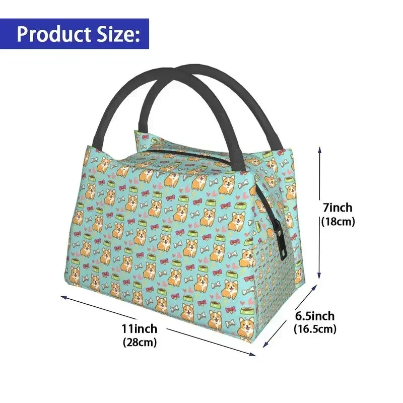 Bolso de mano con aislamiento Kawaii Corgis Wink para mujer, bolsa térmica para el almuerzo, enfriador reutilizable para perros y mascotas, Bento Box para acampar al aire libre, Viajes