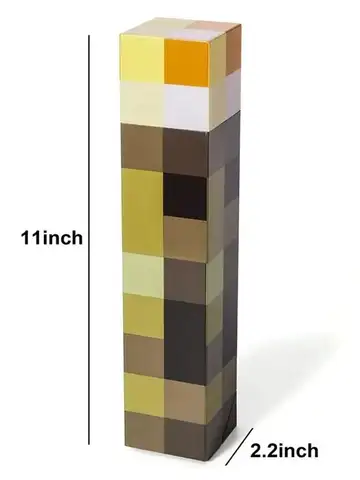 MC Game Brownstone Torch Lamp Figure 4Colors LED Night Light Bedroom Decorative Table Lamp USB Charging with Buckle Kids Toy Gif